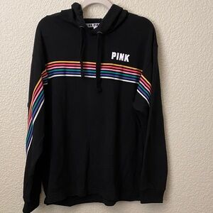 PINK Victoria's Secret Black Sweater with Colorful Stripes